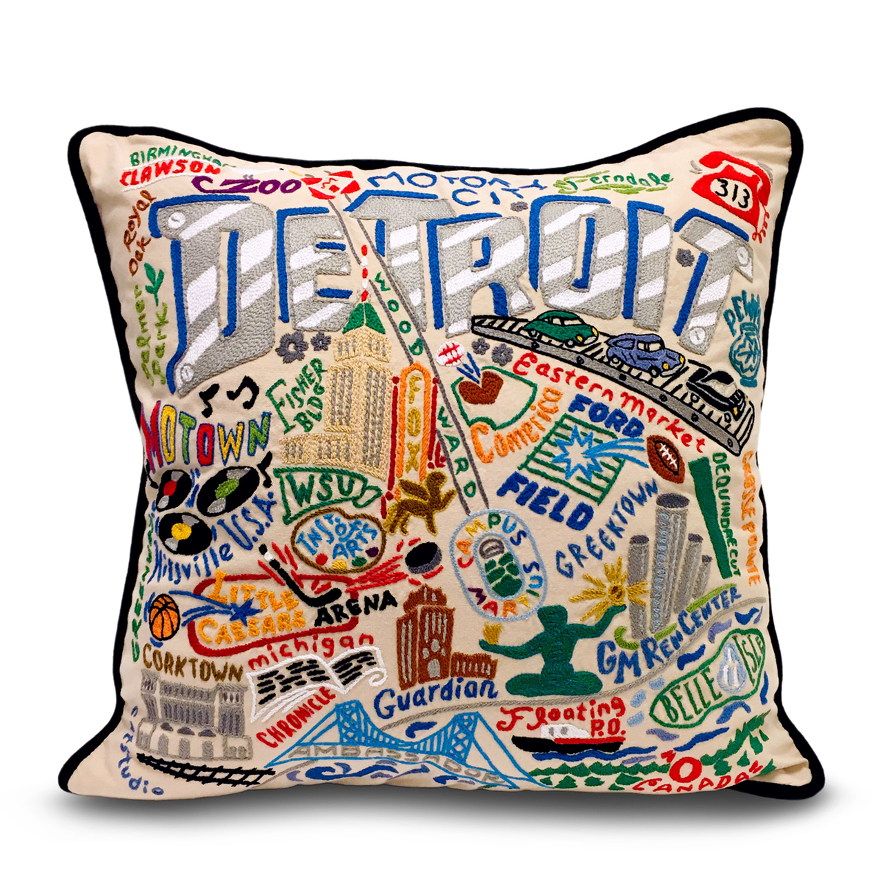 Detroit Landmarks Pillow